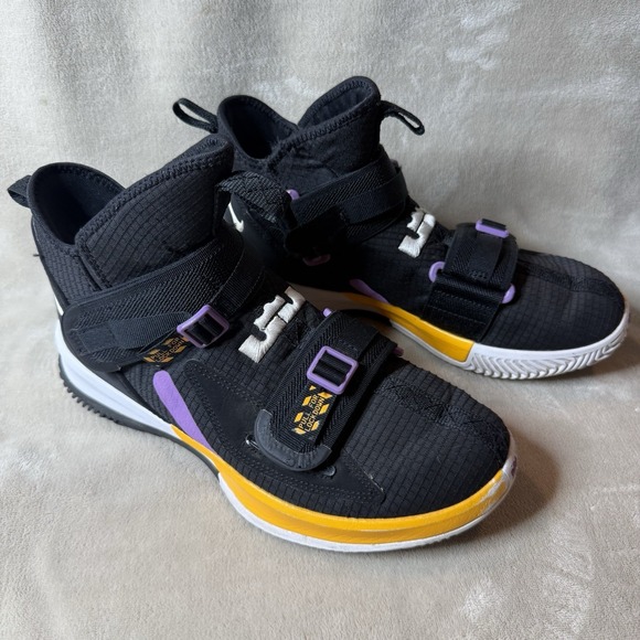 Nike LeBron Soldier 13 Black Purple Basketball Shoes‎ LA Lakers Men\'s Size 8.5 main image 9